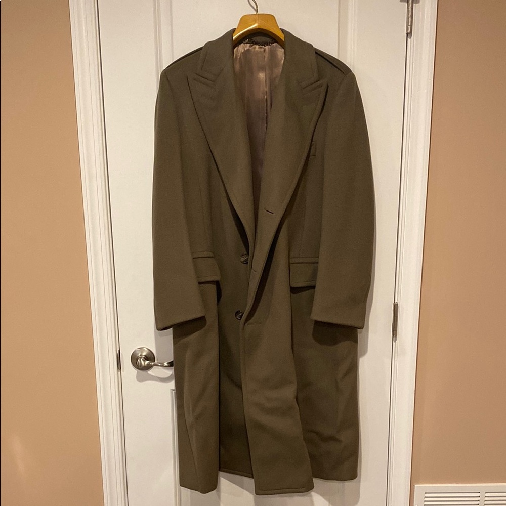 Paul Stuart New York Olive Overcoat